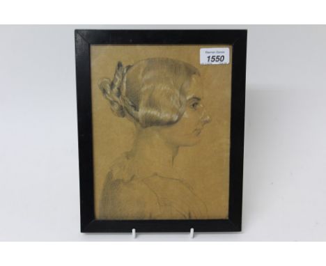 Attributed to William Mulready (1786-1863) pencil and chalk - portrait of a young lady, in glazed frame, 23cm x 18cm