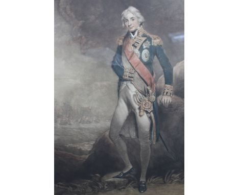 Early 20th century coloured mezzotint - portrait of Nelson, published 1924, indistinctly signed, in gilt and ebonised frame, 