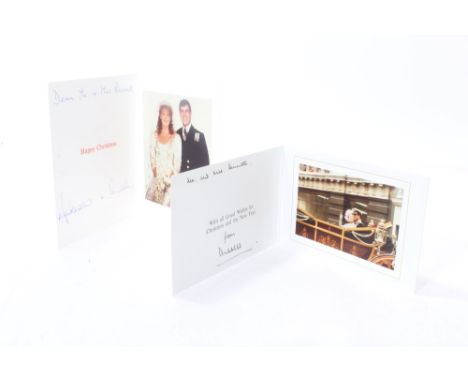 H.R.H. Prince Charles The Prince of Wales, signed Christmas card with gilt embossed cipher to cover and colour photograph of 