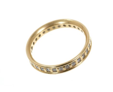 18ct gold and diamond eternity ring with a full band of 33 brilliant cut diamonds in 18ct yellow gold setting. Estimated tota