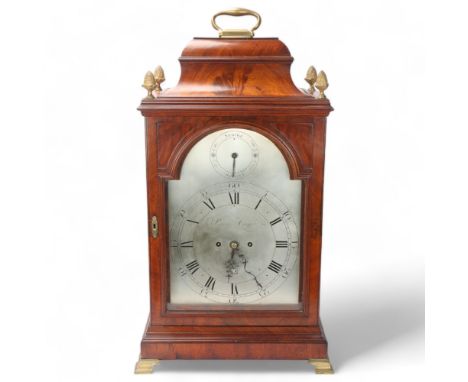 A 19th century mahogany-cased 8-day bracket clock, by Peter Amyot of Norwich, the caddy top case having a brass carrying hand