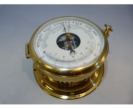 Brass 'Schatz' Ships clock with open dial. 