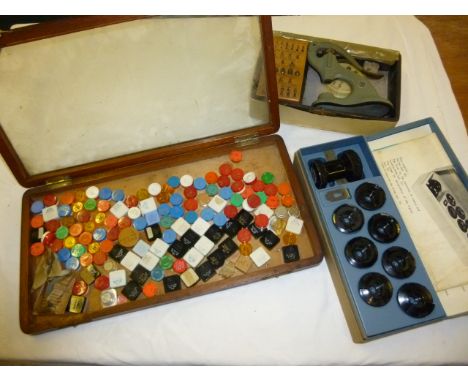 A collection of watch repairers and jewellers equipment, including two Tissot cased sets of glass presses, hand tools, a jewe