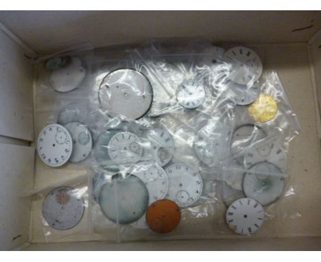 An assortment of enamel pocket watch dials, various sizes, designs and conditions (parcel)