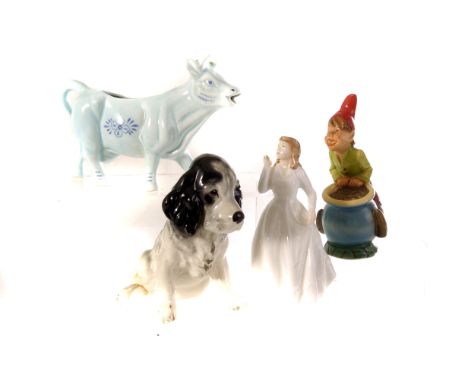 A boxed Lladro figure entitled 'Peaceful', 6806, together with a Royal Doulton figure 'Joy' 3875, a selection of ceramic anim