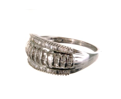 A 1/2ct diamond dress ring, the small cut diamonds set in 9ct white gold, size N, approx 3.1g