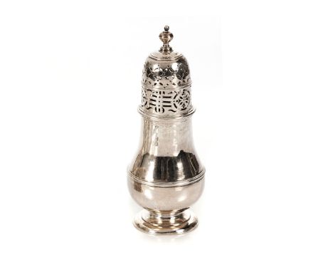 Baluster-shaped with moulded girdle, detachable pierced cover with knob finial, on a circular spreading foot17,5cm high, 221g
