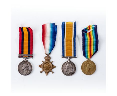 Comprising: a Queens South Africa single bar Natal - 2451 Tpr J Woolley Natal Police, a 1914-15 Star - Pte J D Wolley 5th MR,