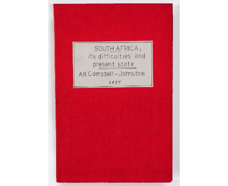 A R Campbell-Johnston London: Effingham Wilson, 1877 Small 8vo, 68pp, rebound in red cloth with new eps, title label pasted t