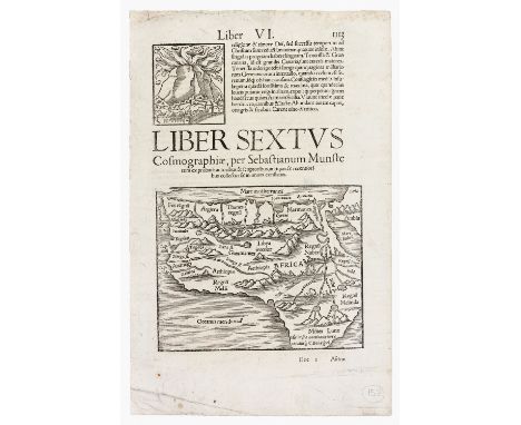 Sebastian Münster [Basel, Heinrich Petri, (1544) 1550 or 1552] Woodblock, Latin, light foxing in top margin of page, tanning 
