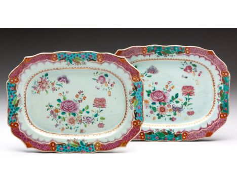 QIANLONG 1736 – 1795Rectangular, the shaped and cusped edge with canted corners, the centre decorated with a large garland of