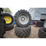 Pair of Michelin XBIB 900/50R42 wheels and tyres. With Massey Ferguson bolt in 8-stud centres.