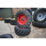 Pair of Fendt Trelleborg TM800 10-stud 540/65R30 wheels and tyres. V