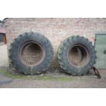 2x Stocks 20.8R42 dual wheels and tyres. With clam