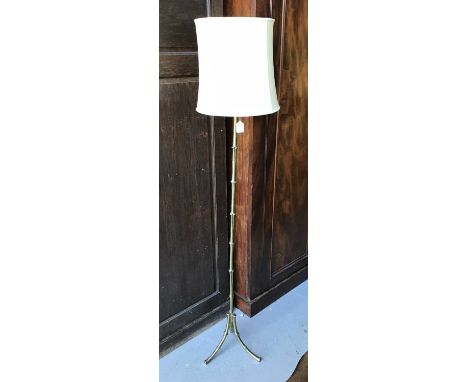 Brass simulated bamboo lamp standard with shade