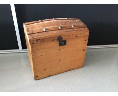 Victorian pine domed top trunk H63cm W68cm D48cm