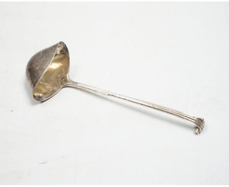 A George V Arts & Craft silver cream ladle by Omar Ramsden, London, 1934, 16.7cm, 49 grams.