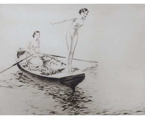 Nat Long (1893-1955), etching, 'The bathers', pencil signed and limited edition, 6/75, 21 x 27cm