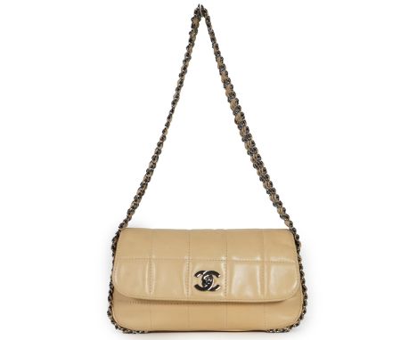 A Chanel square quilt multi-chain Classic Flap shoulder bag, in a light caramel colour with gun-metal tone metalware. Authent