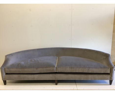 A Fox Linton demi lune sofa with ski arms upholstered in Stark Fabric Luciano Grigio Topo, width 252cm, depth 95cm, height 66