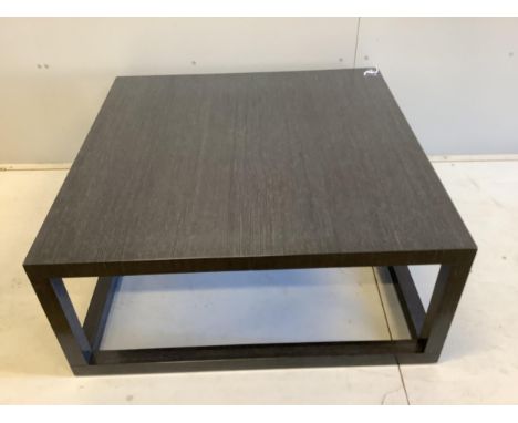 A custom made Decca Furniture Domicile square coffee table, 99cm, height 43cm No splits or chips, some light surface scratchi