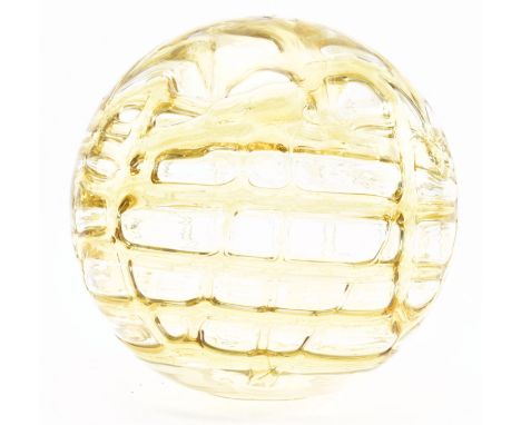 A vintage mid century 1960s Murano glass pendant ceiling light shade by Doria. The lamp shade of spherical form featuring rib