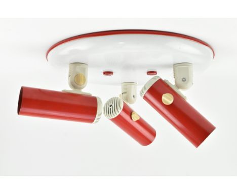 Targetti Sankey - an Italian vintage mid 20th century circa 1970s three-spot ceiling light. The ceiling light having thre cyl