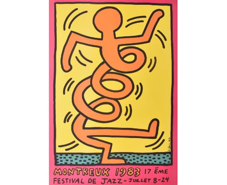 Keith Haring (1958-1990) - Montreux 1983 Pink (Döring &amp; Osten 8) screenprint in colours, 1983, printed by Albin Uldry, Be