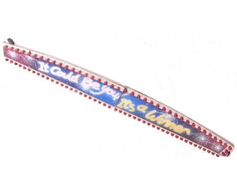 A large vintage 20th century fairground / funfair two part light up sign / panel. Each having a white frame with red colour l