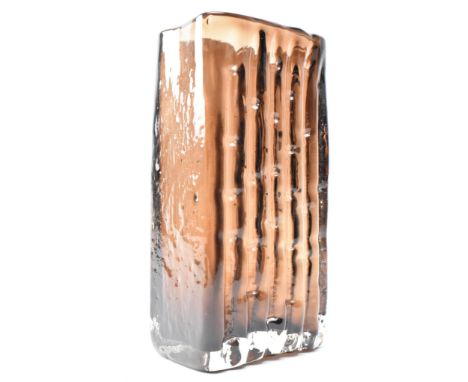 Geoffrey Baxter for Whitefriars - Bamboo in Cinnamon - a vintage mid century 1970s Textured Range glass vase in cinnamon colo