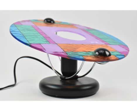 A believed Italian Continental 20th century circa 1970s perspex, chrome and plastic desk table light. The light having a circ