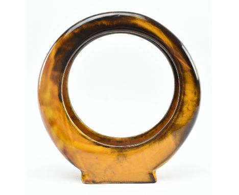 Studio K, Poole England - a vintage mid century ceramic ring centrepiece. The decorative vase circular in form, in burnt ambe