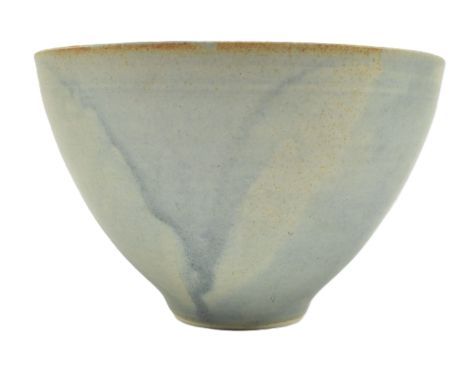 Annette Fuchs (1939-1992) - A vintage mid century blue glazed studio pottery stoneware bowl. The bowl of conical form with mo