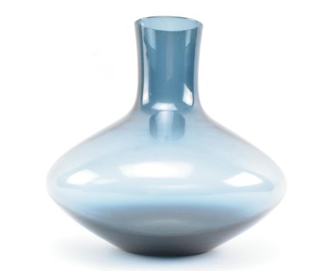 Whitefriars - Soda Range - a vintage mid century 1970s soda glass vase in midnight blue colourway. Pattern number 9597.   Mea