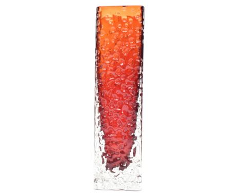 Geoffrey Baxter for Whitefriars - Nailhead Vase in Ruby - a vintage mid century 1970s Textured Range glass vase in ruby red c