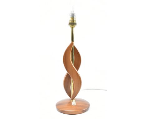 British Modern Design - a mid 20th century circa 1960s atomic teak table lamp. The lamp having double S in teak surround to b