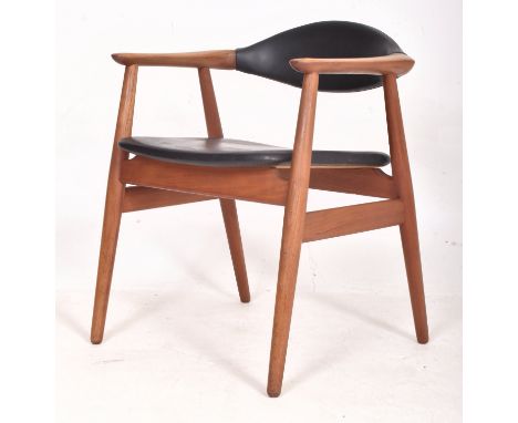 Erik Kirkegaard for Glostrup - a vintage mid century circa 1960s Danish design teak and vinyl upholstered armchair. The chair