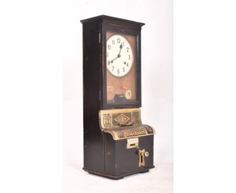 Blick - a vintage early 20th century circa 1930s time recorders clocking in machine. The machine in black painted wooden glaz