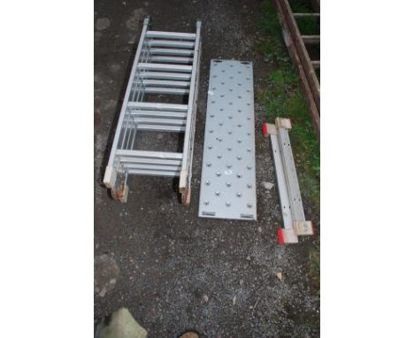 A builder's ladder with walkway.