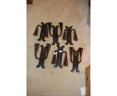 Six iron candle sconce style light fittings