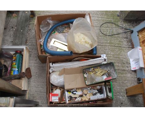 Wooden dowels, rising hinges, fittings, pipe fitting clamps, etc.