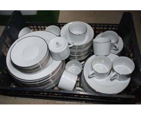 Three boxes of Royal Worcester dinner ware, white with gold rim.