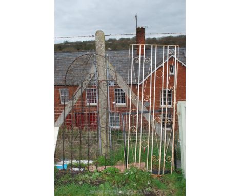 A railing - 28" x 76" together with a metal gate - 32" x 6'.