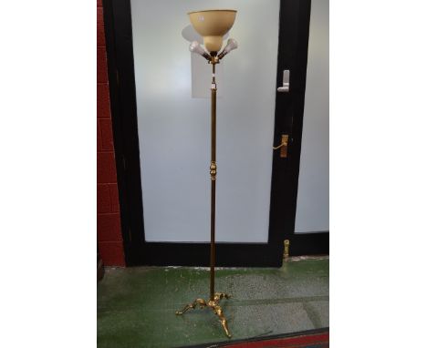 A mid 20th century brass standard lamp, extending section to top c. 1950-1960