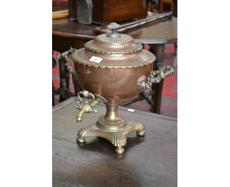 A Victorian copper tea urn, c.1860
