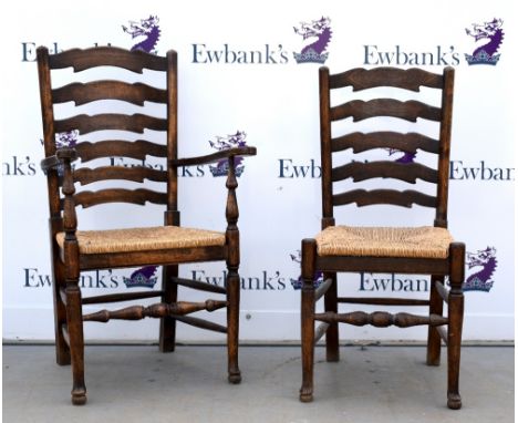 Set of eight ladder back chairs.  