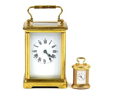 A French carriage clock marked 'Made in France' and numbered 6918 together with an Imperial miniature carriage clock. (2).  B