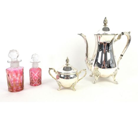 Large group of mixed items including an Old Tupton Ware tube lined vase with box, silver plated coffee pot and sugar bowl, ce