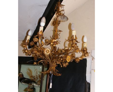 Decorative six branch gilt metal ceiling light 