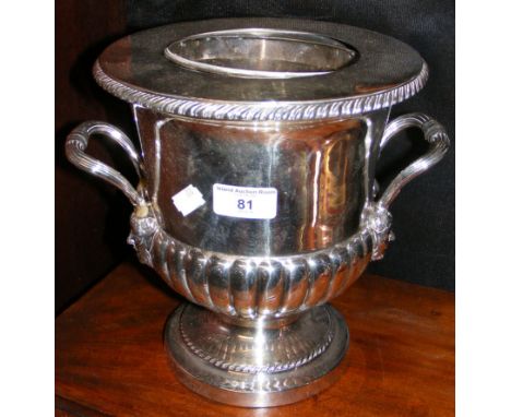 A two handled silver plated wine cooler 